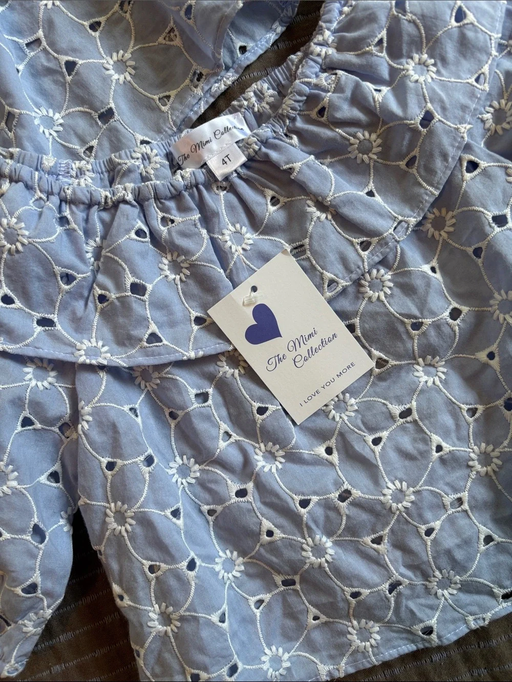NWT Boutique Mommy and Me Matching Blue Eyelet Set Adult M 3T 4T